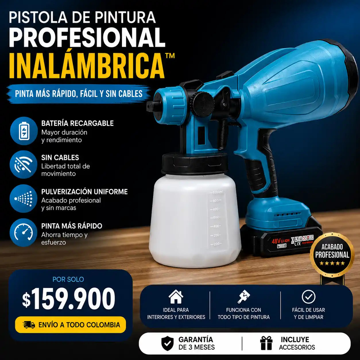 Pistola de Pintura Profesional Inalámbrica™