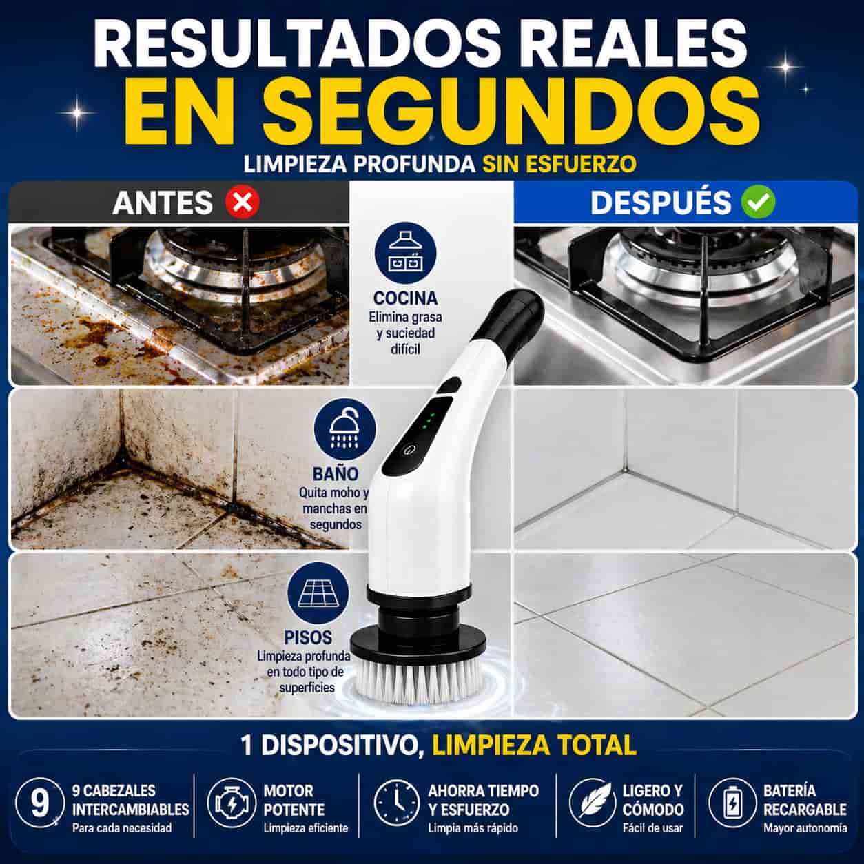 Oferta Cepillo Eléctrico de Limpieza 9 en 1 sin Esfuerzo