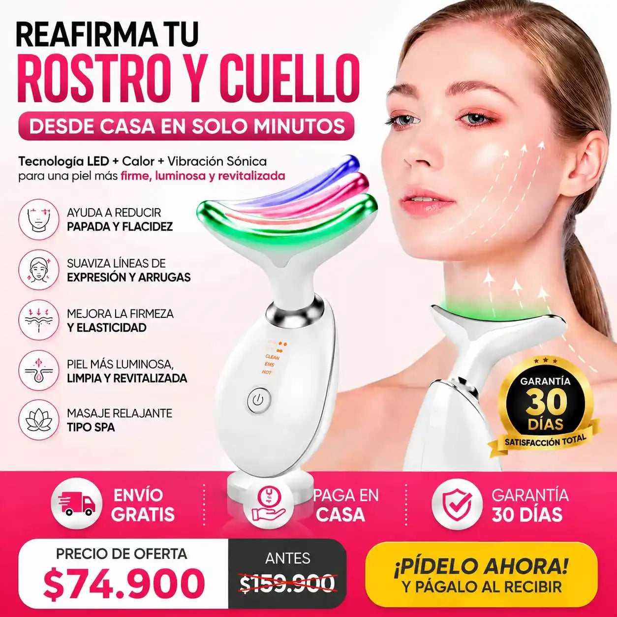 Masajeador Facial LED GlowLift™