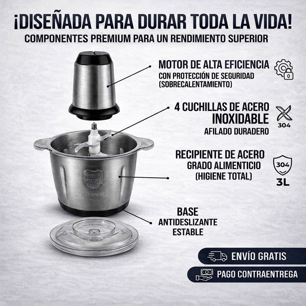 Molino Picador Eléctrico ChopMaster Pro ( 3 Litros)