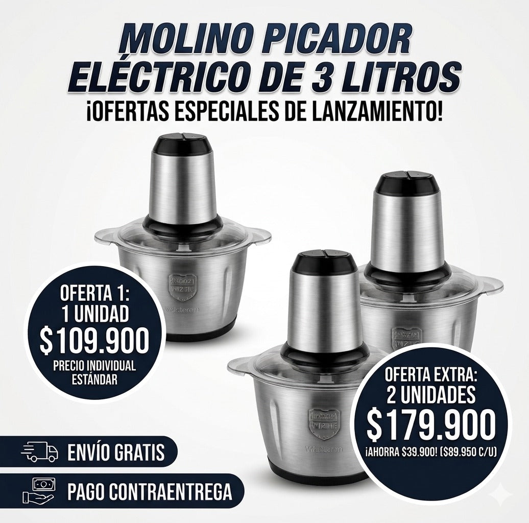 Molino Picador Eléctrico ChopMaster Pro ( 3 Litros)